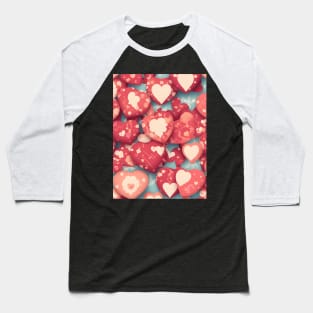 Red Heart Pattern Baseball T-Shirt